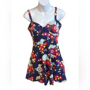 Modcloth Mini Blue and Red Floral Dress